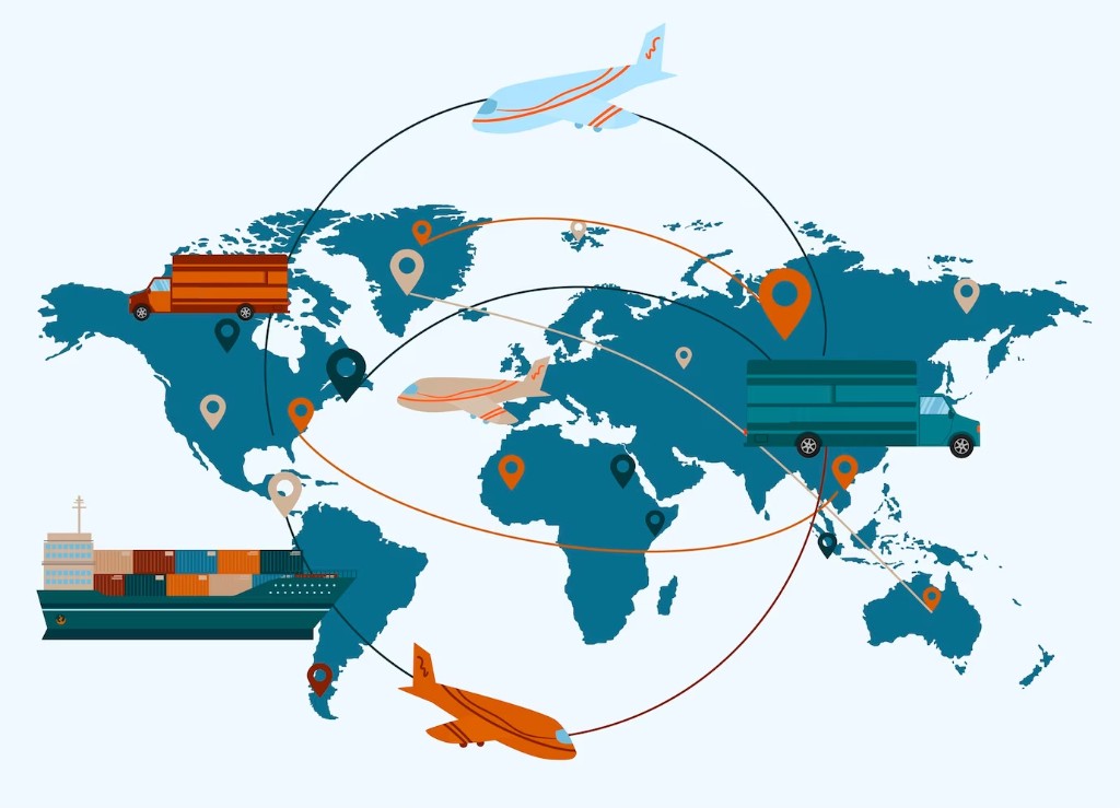 Global logistics network illustration