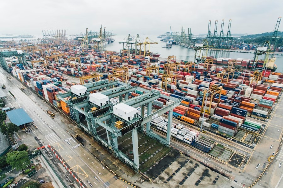 Shipping port aerial view
